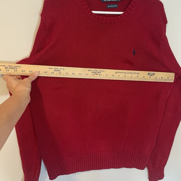 Polo Ralph Lauren Sweater Mens Large Crewneck Pima Cotton Red Pony Embroidered - Picture 6 of 8